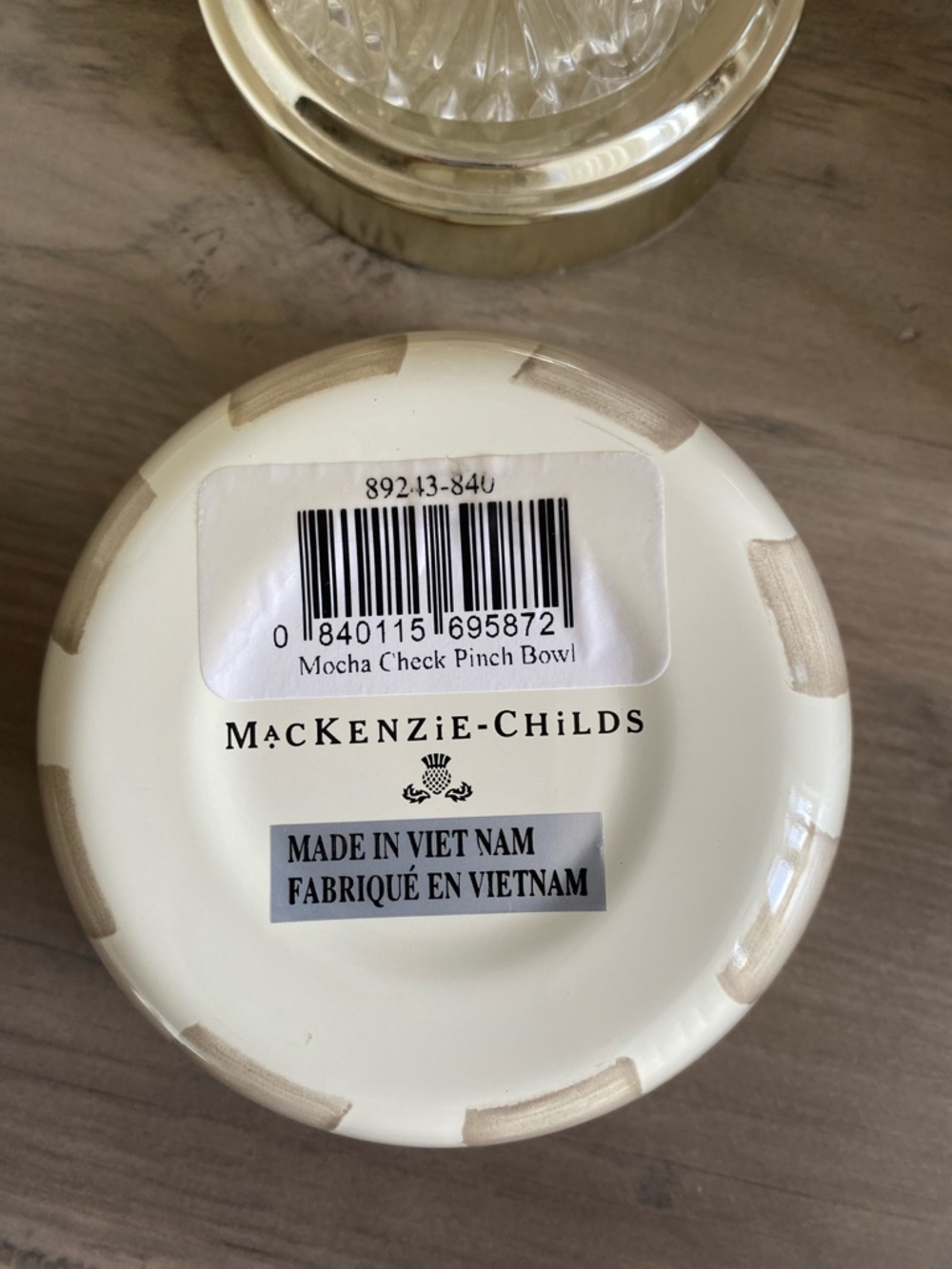 MACKENZIE-CHILDS Enamel Pinch Bowl Mocha Check 🥣 - Picture 3 of 3